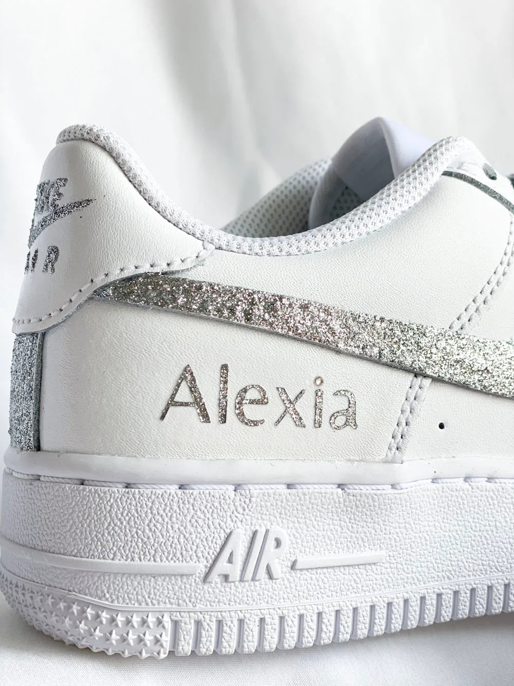 Air Force 1 glitter argenté finition haut de gamme