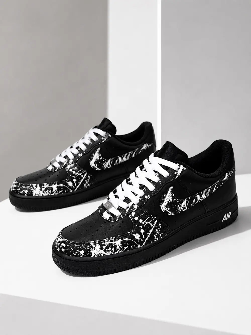 Air Force 1 noir et blanc personnalisée mixte