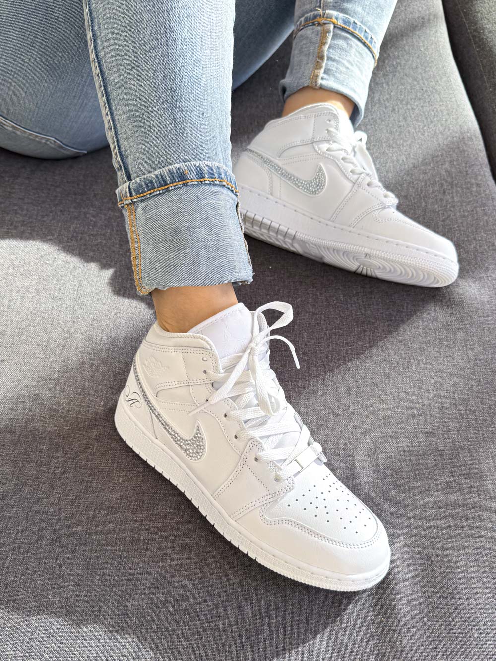 Air Jordan Mid Strass Blanc