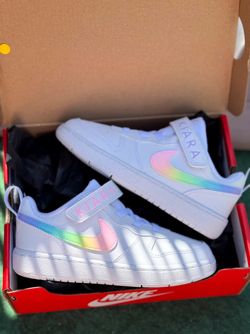 Baskets Nike enfant pastel artisanales