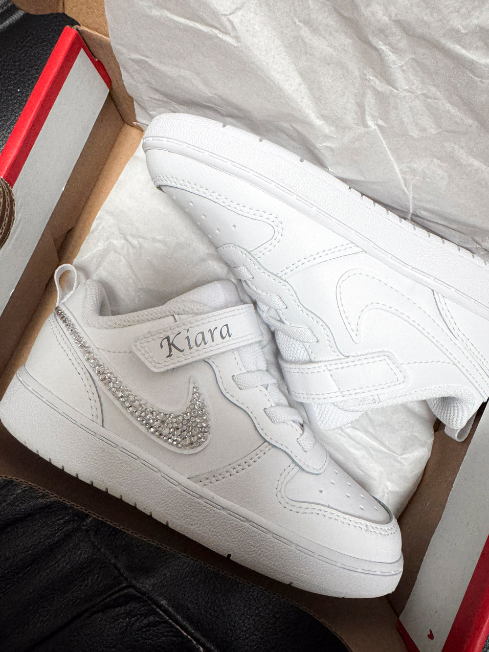 Nike Enfant Personnalisée Strass Blanc