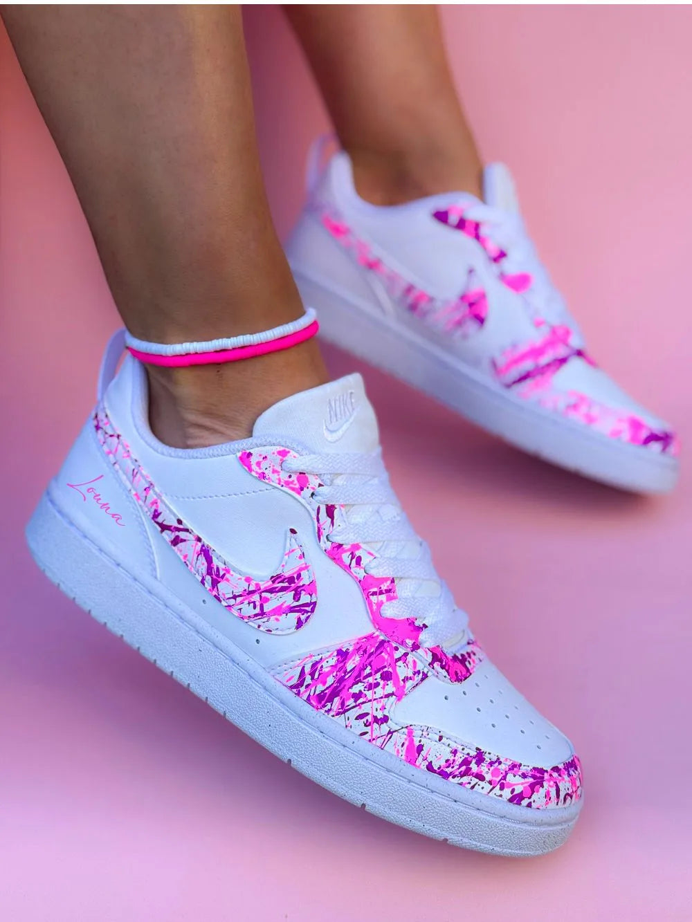 Sneakers Nike rose fuchsia personnalisées