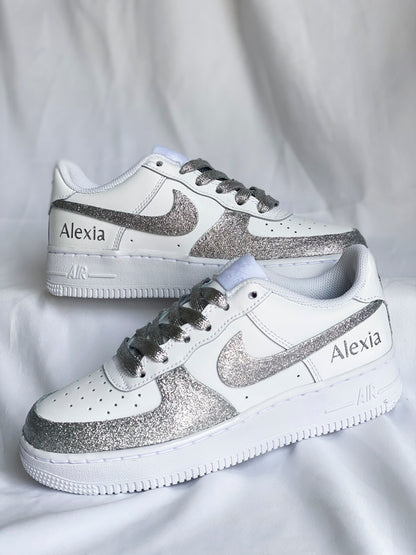 Nike Air Force One Glitter Argenté