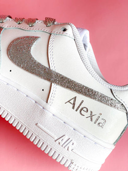 Nike Air Force One Glitter Argenté