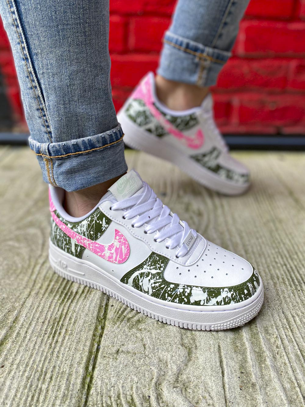 Baskets Nike Air Force 1 Rose et kaki