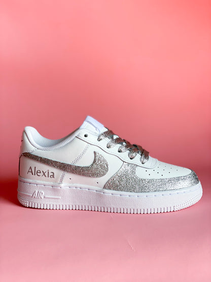 Nike Air Force One Glitter Argenté