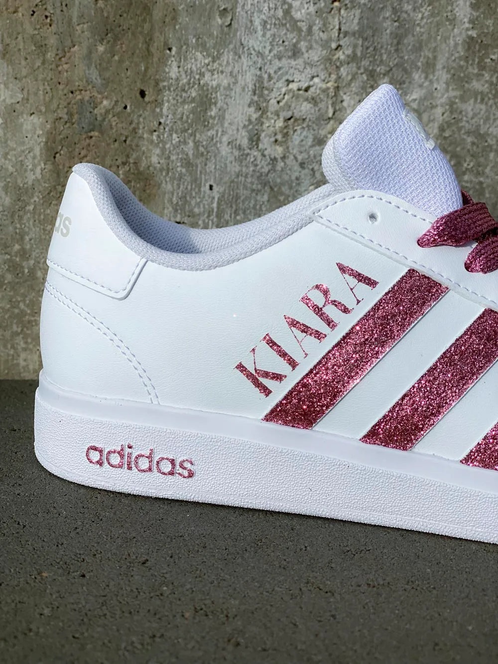 Baskets Adidas custom glitter rose