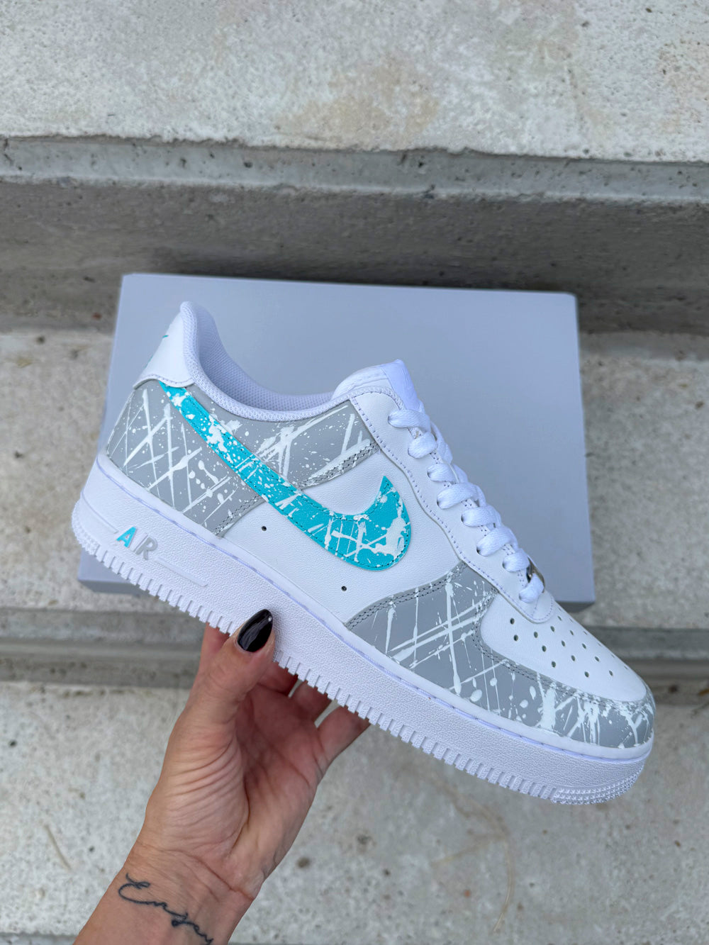 AF1 Gris et Turquoise