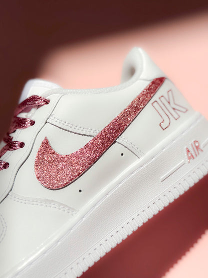 AF1 custom rose glitter femme chaussures personnalisées