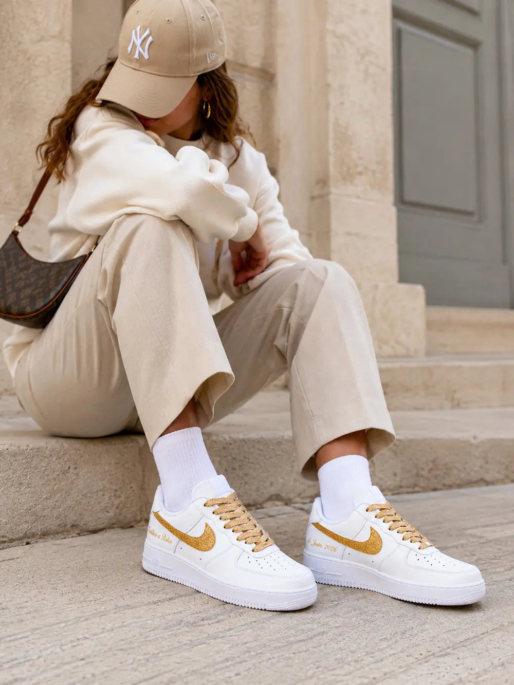 Air Force 1 Glitter Gold Personnalisée