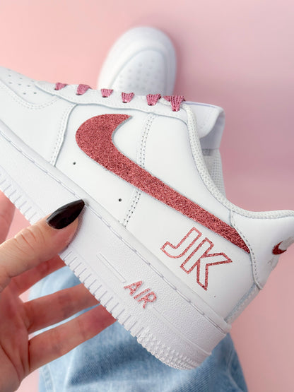 Chaussure femme Air Force 1 custom glitter rose