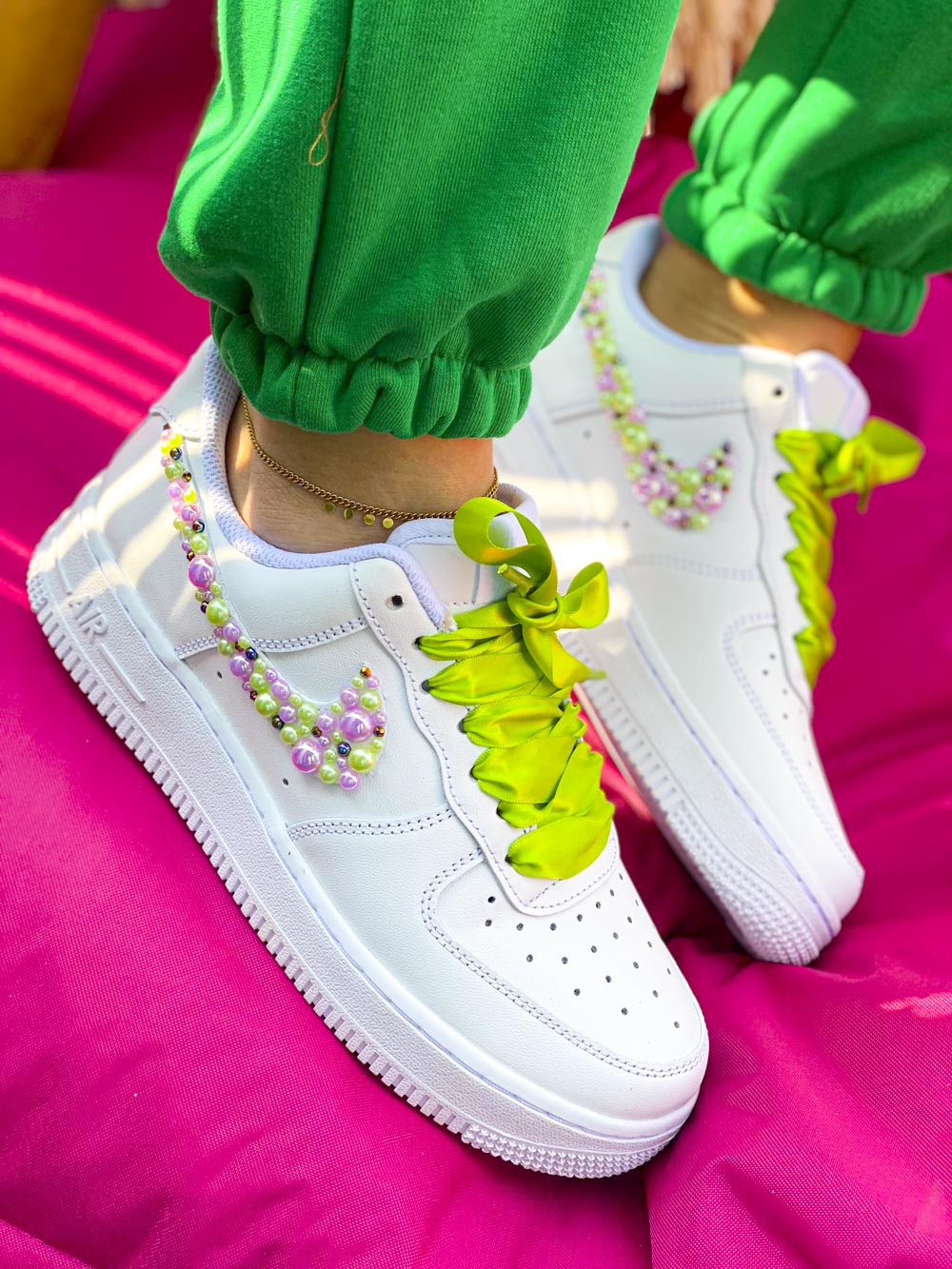 Nike AF1 perle rose vert
