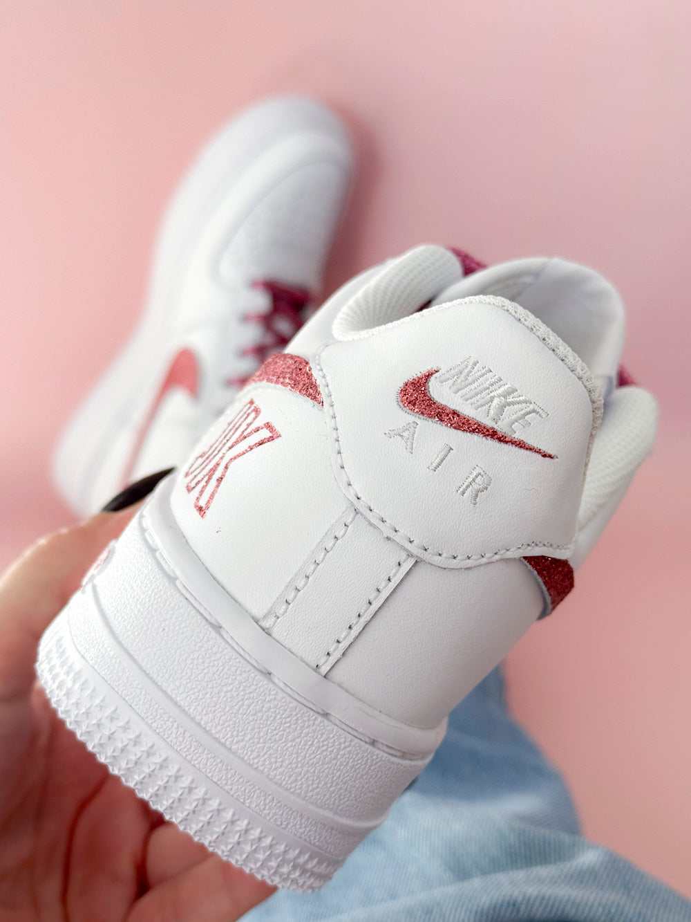 Air Force 1 custom glitter rose style luxe pour femme