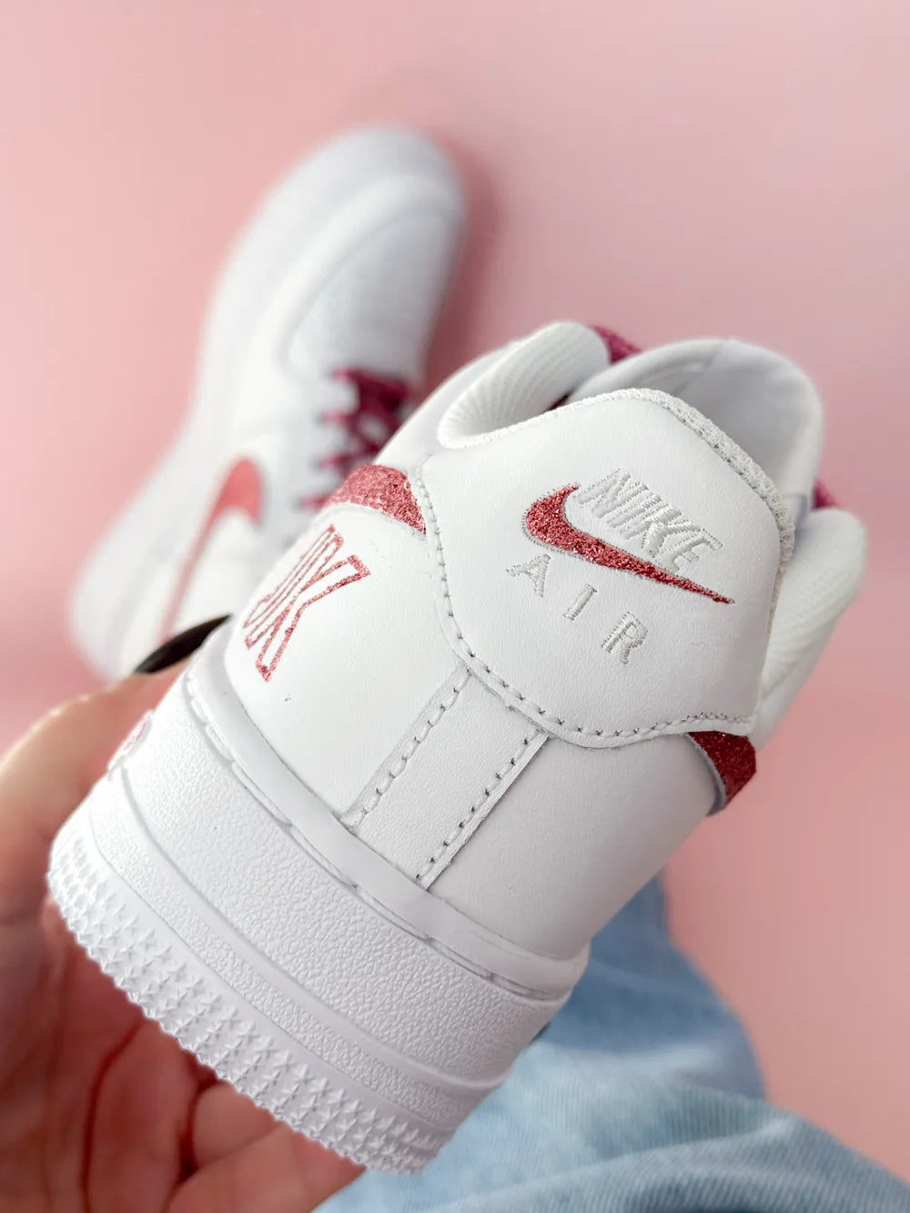 Sneakers roses à paillettes chic femme