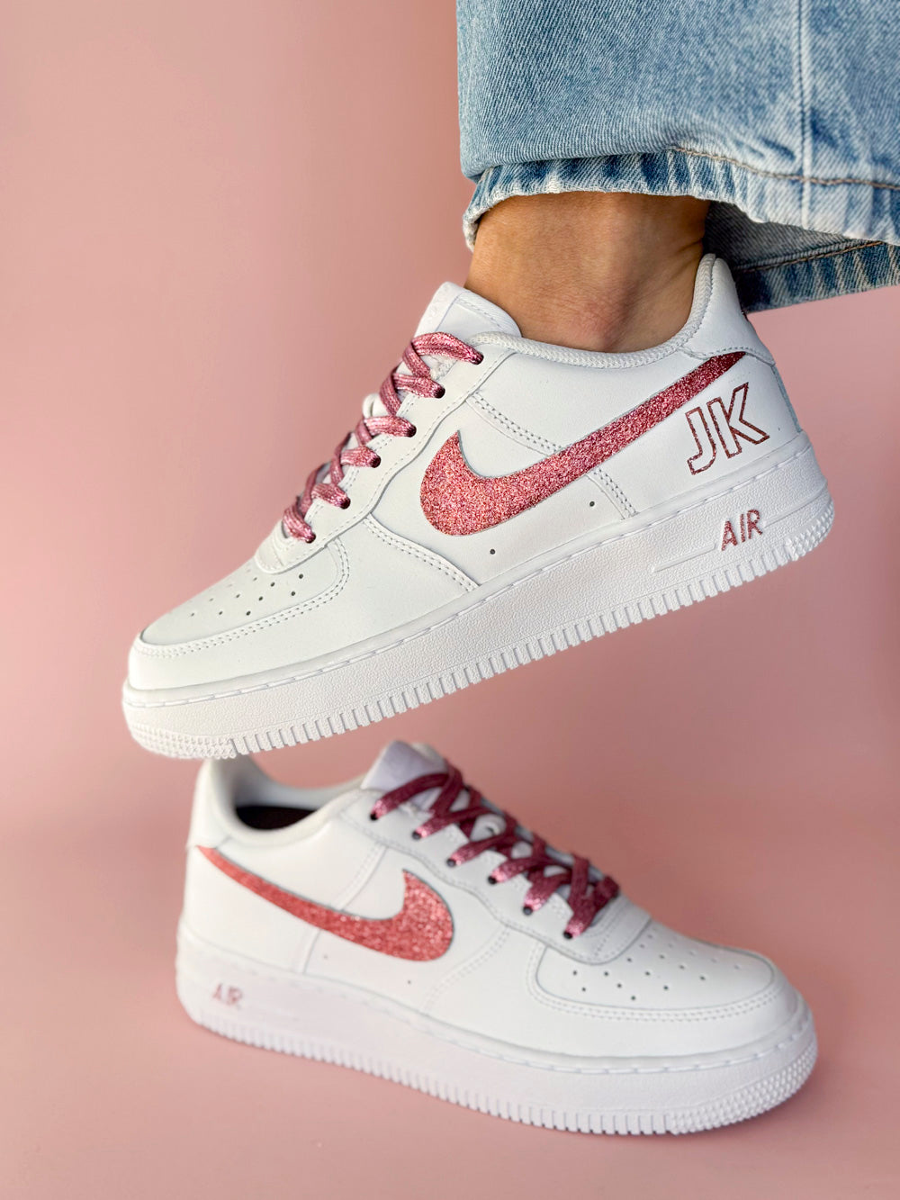 Air Force 1 custom glitter rose pour femme avec paillettes