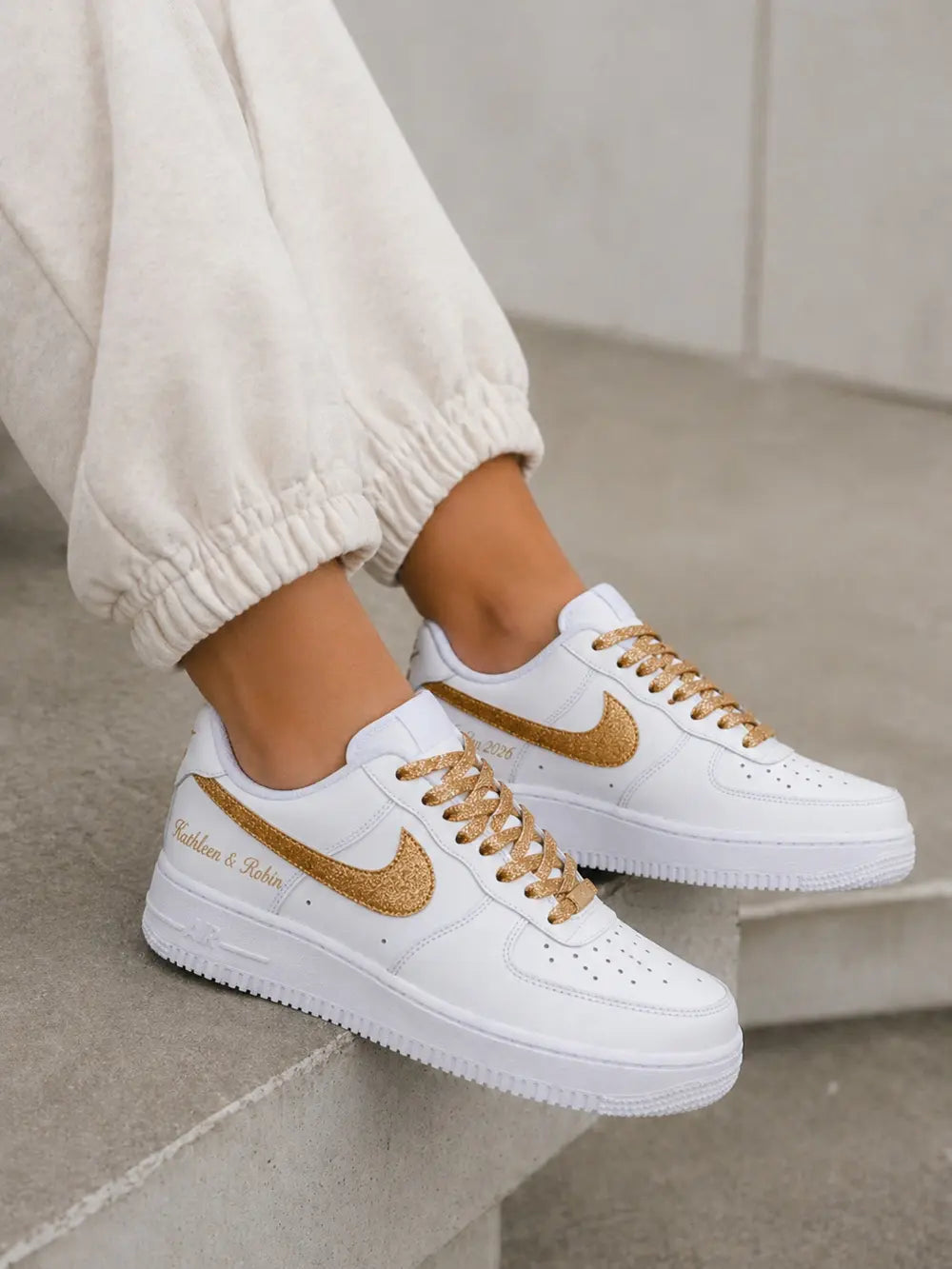 Air Force 1 Glitter Gold Personnalisée