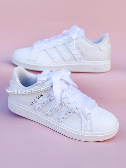Baskets personnalisées blanches avec perles