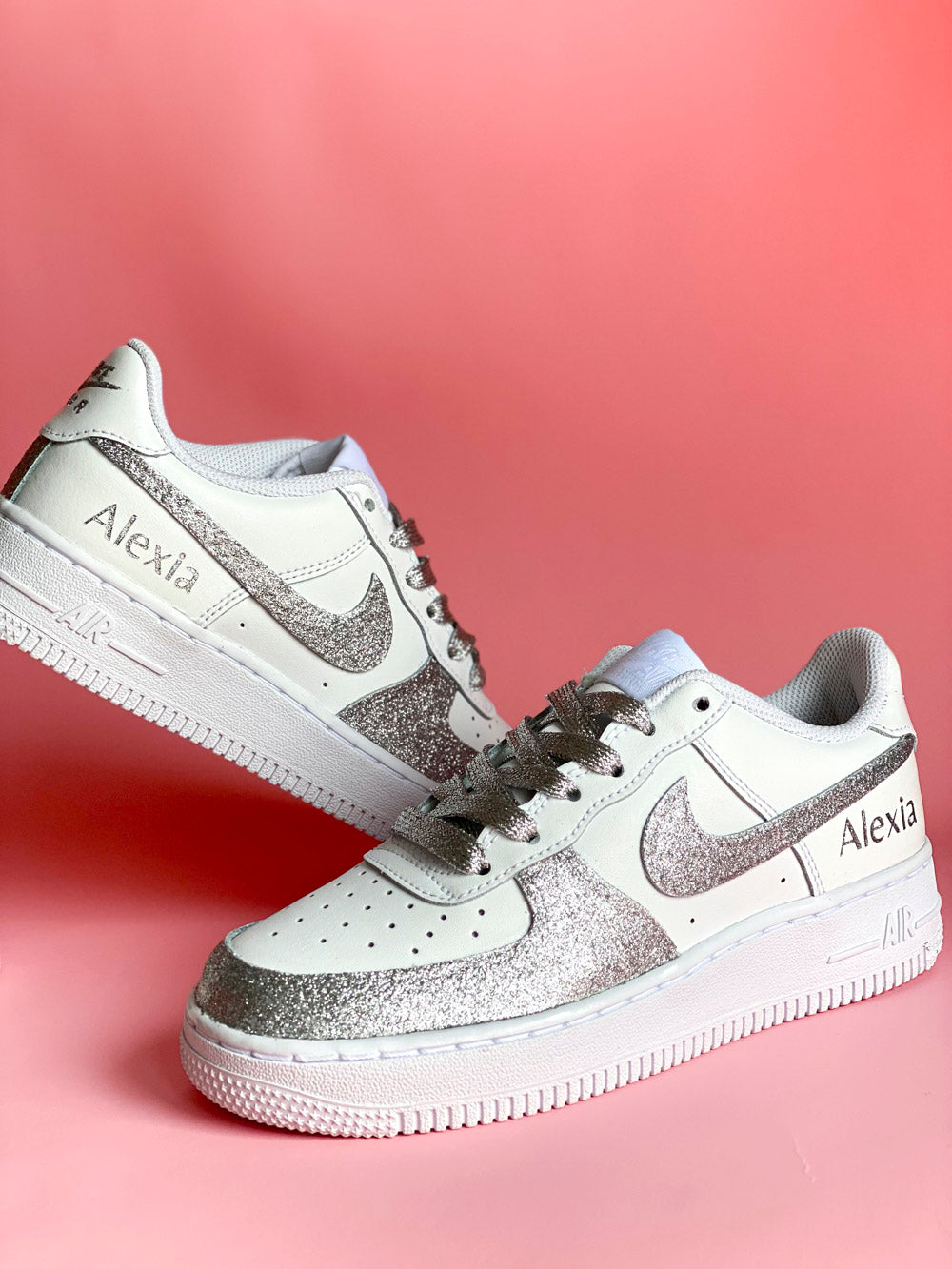 Nike Air Force One Glitter Argenté