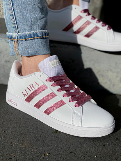Baskets Adidas glitter rose mode femme