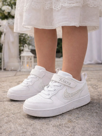 Baskets enfant strass blancs idéales cérémonie