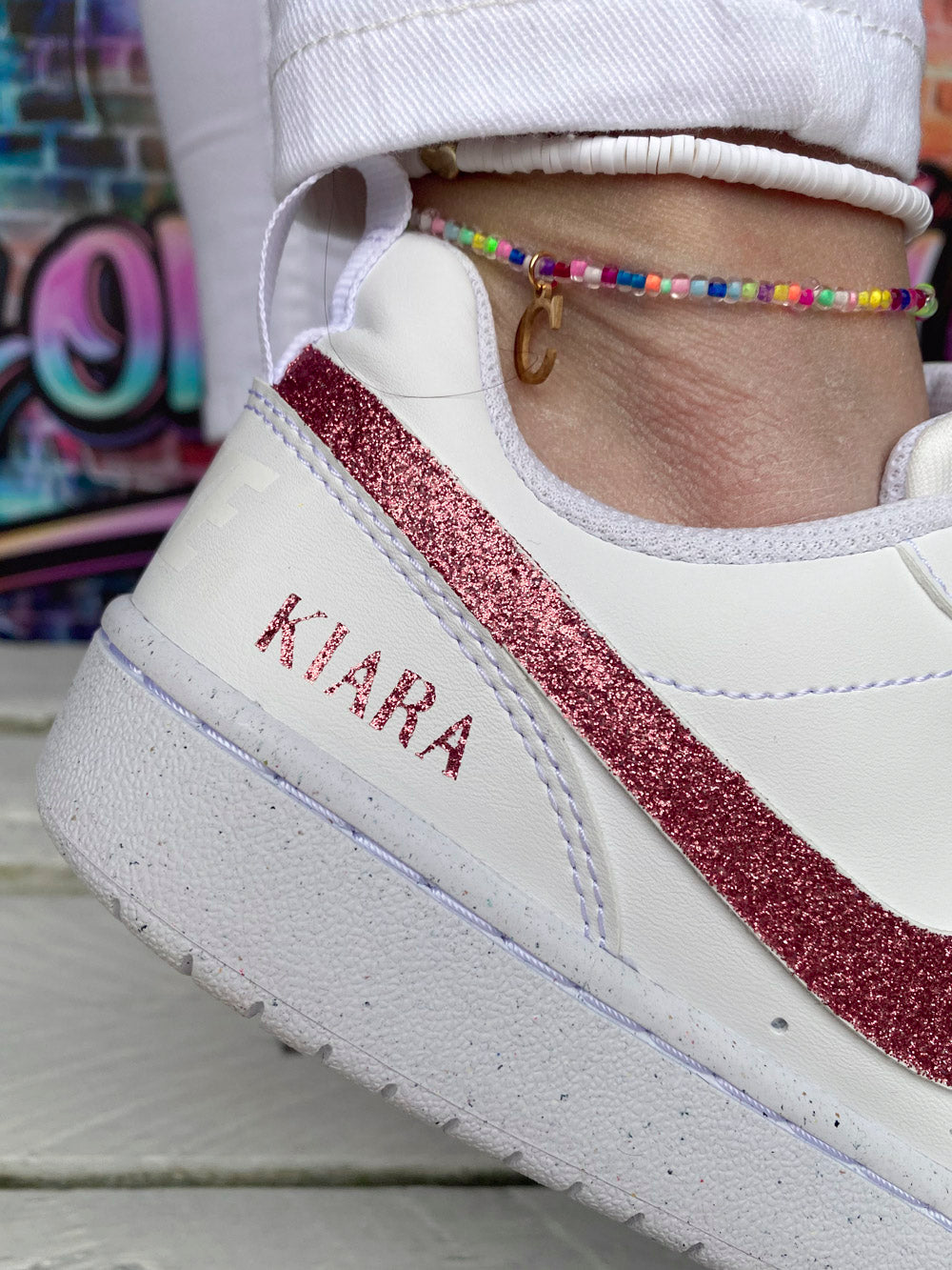 Baskets glitter rose mode femme