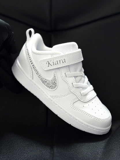 Nike Enfant Personnalisée Strass Blanc