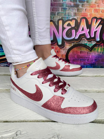 Nike custom paillettes rose artisanales