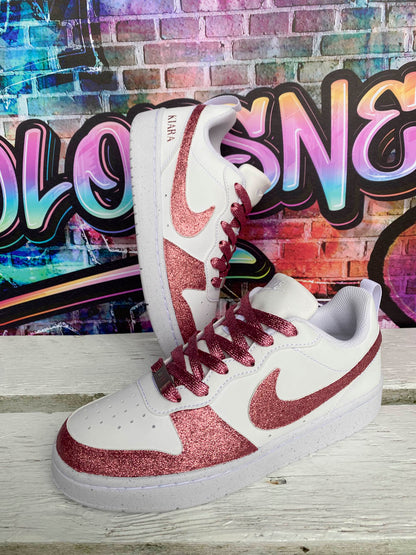 Nike basket glitter rose femme chic personnalisée