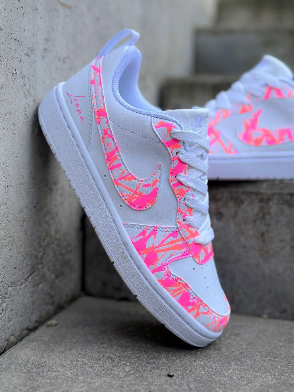 Nike Court Borough basket rose et corail personnalisée