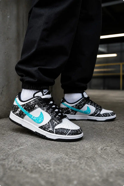 Baskets Nike Dunk Low turquoise personnalisées