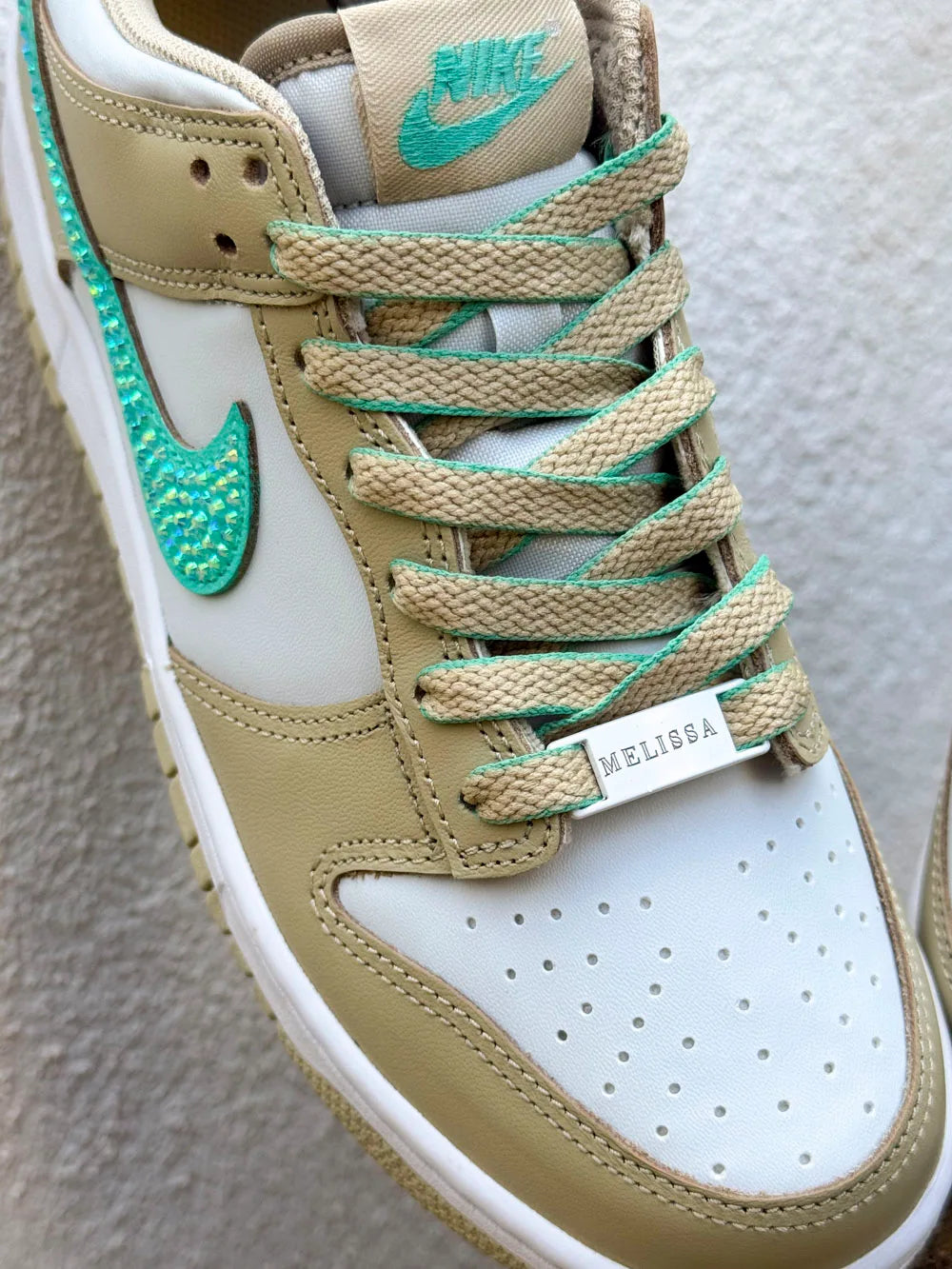 Nike Dunk Low strass turquoise élégante et raffinée