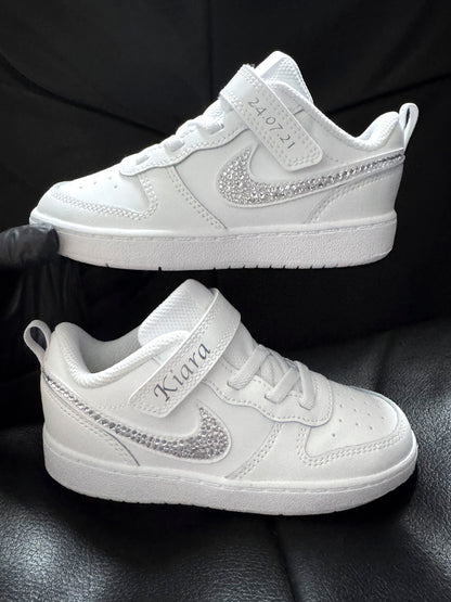 Nike Enfant Personnalisée Strass Blanc