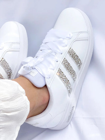 Sneakers Adidas blanches strass chic femme