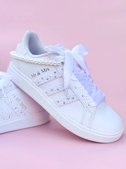 Sneakers perlées blanches idéales mariage femme